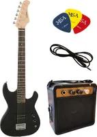 Elektrogitarre 1/4 Kinder E-Gitarre Schwarz 78cm - 5 Watt Verstärker - 3x Piks