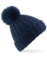 Beechfield Verbier Faux Fur Pop Pom Chunky Beanie