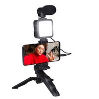 Grundig Ed-38135: Sada pro selfie studio 3 v 1 s osvětlením, mikrofonem a stativem