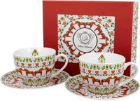 DUO ETNO 2er-Set Tassen 280 ml SCANDINAVIAN mit Untertassen, New Bone China Porzellan