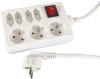 Perel Steckdosenleiste mit Schalter, 4 Eurosteckdosen, 3 Steckdosen Typ E, Kabel 1.5 m, 3G1.5,