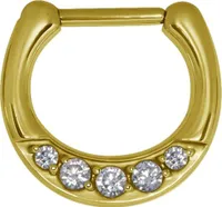 Karisma Septum Clicker Piercing Zirkonia Weiss Nasenpiercing Edelstahl 316L 1,2x8mm - Roségold
