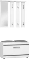 CDF Garderobe OPAL | Farbe: Weiß | Großer Spiegel | Kleiderbügel | Geräumiger Schuhschrank | Ideal für Diele, Flur | Praktische Ablagen