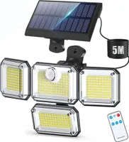 Solar Lampe LED Außen Wandleuchten 3 Lichtmodi mit Bewegungssensor und Fernbedienung Wasserdicht Solarleuchten Strahler