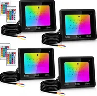Jopassy 50W RGB fluter mit Fernbedienung RGB LED Strahler RGB LED Außenstrahler IP66 Wasserdicht 4 Stück