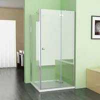 MIQU Duschkabine 100 x 90 x 195 cm Eckig Scharniertür Dusche mit Seitenwand 5mm ESG Glas