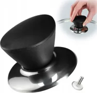 KADAX Topfdeckelgriff "Taranto", Haltegriff für Topfdeckel aus Kunststoff und Edelstahl, 2 Stück, Schwarz