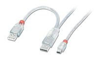 LINDY USB 2.0 Dual Power Y-Kabel Typ 2x A(20cm)/Mini-B, 0,5m 31779