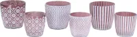 6er Set Teelichthalter Rosa Weiß Glas Windlicht Tischdeko Kerzenhalter Kerzen Deko