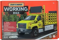 Mattel HCC07 Matchbox Working Rigs, balení 4 stavebních strojů, vozidla na staveniště, hračky s pohyblivými částmi