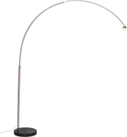QAZQA - Moderne Bogenleuchte I Bogenlampe I Lampe I Leuchte Stahl I Silber I nickel matt mit Marmorfuß - XXL I Wohnzimmer - Stahl Länglich - LED geeignet E27