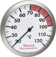 TFA Dostmann Analoges Sauna-Thermometer, hitzebeständig, silber/weiß, L 120 x B 37 x H 120 mm