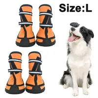 Hundeschuhe pfotenschutz mit Anti-Rutsch Sohle, reflektierendem Riemen, Klettverschluss wasserdicht Schneeschuhe für mittelgroße große Hunde 4 Stück
