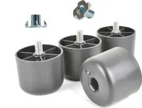 4x Füße mit Einschlagmuttern Kunststoff Beine Möbelgleiterfuß Möbelfüße Möbelbeine Schrank Beine schwarz Plastik mit M8 gewinde Höhe 40mm Ø50mm 15R5040+EM811