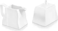 MALACASA Milchkanne, Serie Amparo, 3-teilig Porzellan Milch und Zucker Set mit Deckel, Milchkännchen Zuckerdose Milch- & Zuckerbehälter Küchenhelfer