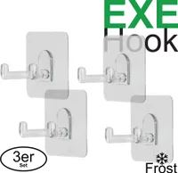 4x EXE Hook Haken selbstklebend handtuchhalter ohne bohren wiederverwendbar Wasserfest V- Haken /Doppelhaken