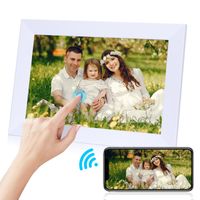 Puluomis Digitaler Bilderrahmen 10 Zoll, WLAN mit Touchsreen, Mit App Glückwunsch senden,16G Speicher, Unterstützung für 16G Micro SD/TF Karte, weiß