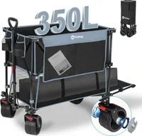 Sekey Bollerwagen Faltbar 4XL – Doppelstock 350L, Extra Stauraum für Faltpavillon, Schwarz und Blau