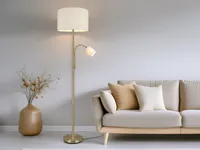 Große LED Stehlampen mit Stoffschirmen & Leselampe für Wohnzimmer hinter Sofa