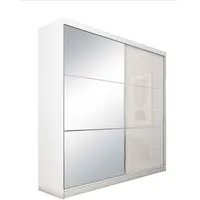 BEAUTYSOFA Schrank mit Schwebetüren VIVA 200cm - Kleiderschrank mit Schubkasteneinsätze & Kleiderstangen (Weiß)