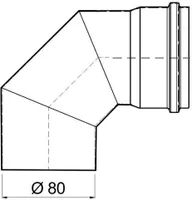 Bogenknie 90° für Pelletofen Senotherm 0,8mm grau Ø80mm ohne Tür