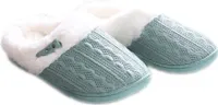 ASKSA Damen Herren Winter Hausschuhe Warm Plüsch Slipper Memory Foam Pantoffeln, Grün, Größe: 38-39