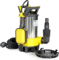 Wiltec 3 in 1 Flachsauger Tauchpumpe Edelstahl 550 W, Schmutzwasserpumpe 12500 l/h, Flachwasserpumpe mit Schwimmer, Flachsaugpumpe für Keller