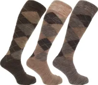 Pánské podkolenky / podkolenky s kosočtvercovým vzorem, neomezující manžety, 3 balení MB277 (39-45 EUR) (odstíny hnědé)