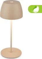 Briloner Serina Mini LED Tischlampe kabellos IP44, Dimmbar, Touch, Spritzwasserschutz, akku, beige, Ø8 x 20 cm