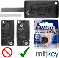 Autoschlüssel Funk Fernbedienung Austausch Gehäuse mit 3 Tasten + HU83 Rohling + Batterie kompatibel mit Peugeot Expert RCZ 308 207 307 Citroen C5