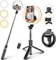 ELEGIANT EGS-09 Selfie Ringlicht mit Stativ bluetooth Ringleuchte Tischringlicht mit Handyhalter
