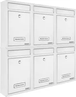 MONZANA® 6x Briefkasten Weiß inkl. 2 Schlüssel Namensschild abschließbar Mailbox Briefkastenanlage Postkasten Stahl