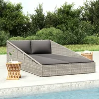 vidaXL Gartenbett Grau 110x200 cm Poly Rattan