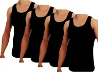 TEXEMP 4er Pack Herren Unterhemd Baumwolle Tank Top Feinripp Shirt Achselhemd | B104 - Schwarz - 3XL - 4 Stück