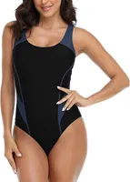 Einteiliger Badeanzug für Damen: Athletischer Schwimmanzug mit Racerback, Trainingsbademode mit Bauchkontrolle, C