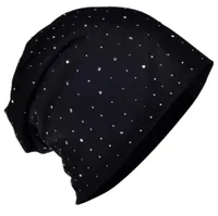 Beanie Muetze Strass Nieten Schwarz