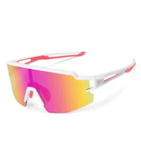 ROCKBROS Fahrradbrille Kinder Sportbrille, Polarisierte Sonnenbrille UV400 Radbrille Winddicht TR90 Weiß rosa