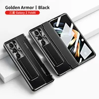 Pouzdro na Samsung Galaxy Z Fold 6 s ochranou displeje a objektivu, galvanizované pouzdro se stojánkem černé
