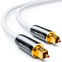 deleyCON 1,5m Optisches Digital Audio Kabel S/PDIF 2x Toslink Stecker LWL Lichtwellenleiter Kabel Metallstecker 5mm Flexibel - Weiß