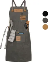 Canvas Arbeitsschürze, Grillschürze BBQ Kochschürze Art Grau