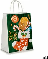 Papiertaschen Weihnachtsstrumpf grün (12 Stück)