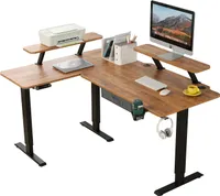Hilodesk L-Schreibtisch Elektrisch Höhenverstellbar Eckschreibtisch L Förmiger Bürotische Stehpult mit Monitorständer und Schublade 160cm, Braun