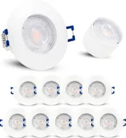 10er Set LED Einbauspot ETAWA flach weiß IP44 Bad & Außen mit wechselbarem Modul 4W warmweiß 230V