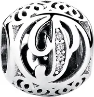 PANDACHARMS Kugel Buchstabe P Charm , 925er Sterling Silber, passt zu Pandora