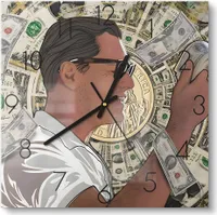 DEQOART Glasuhr 30x30 cm Zahlen 'Dollarträume' Wanduhr Glas Uhr Design leise Küchenuhr