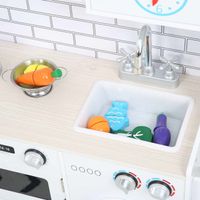 Maya mit Vorhängen in Weiß Baby Vivo Kinderküche Spielküche mit Vorhängen Fenster Mikrowelle Waschmaschine aus Holz Kinderspielküche Küche Holzküche Spielzeugküche