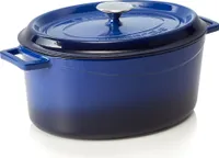 LAVA Kochtopf Bräter mit Deckel aus emailliertem Gusseisen Blau mit 7,0 Liter