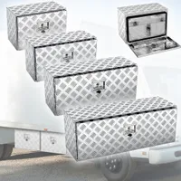 XMTECH Aluminium Transportbox Werkzeugbox Alu 110l Volumen, LxHxT=76x36x40,5cm Silberfarbene Transportbox, Werkzeugkiste inkl. Schlüssel, Alubox