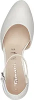 Tamaris Damen Pumps Leder Fesselriemen stoßdämpfender Blockabsatz 1-22401-42, Größe:39 EU, Farbe:Weiß