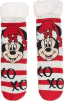 Disney Mickey Mouse Hüttensocken - XOXO Haussocken für Damen Kuschelsocken Flauschige Wintersocken warme Frauen Socken Rot/Beige, Größe:39-42